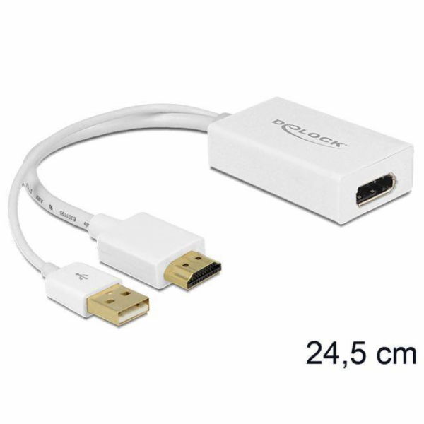 DeLOCK adaptér, USB-A + HDMI samec > DisplayPort samice