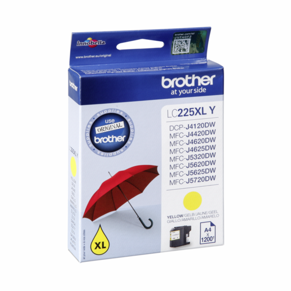 BROTHER INK LC-225XLY žlutý inkoust (až 1200 stran A4 dle...