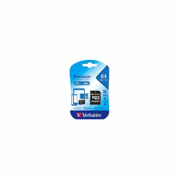 VERBATIM MicroSDXC karta 64GB Premium, U1 + adaptér