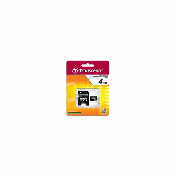 TRANSCEND MicroSDHC karta 4GB Class 4 + adaptér