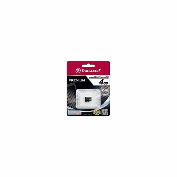 TRANSCEND MicroSDHC karta 4GB Class 10, bez adaptéru