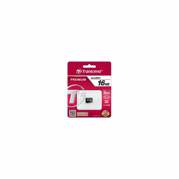 TRANSCEND MicroSDHC karta 16GB Class 10, bez adaptéru