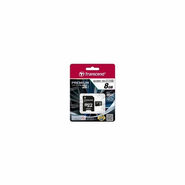 TRANSCEND MicroSDHC karta 8GB Premium, Class 10 UHS-I 300...