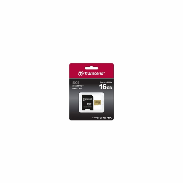 Transcend 16GB microSDHC 500S UHS-I U3 V30 (Class 10) MLC...