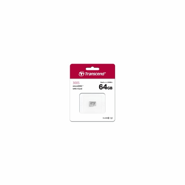 TRANSCEND MicroSDXC karta 64GB 300S, UHS-I U1 + adaptér