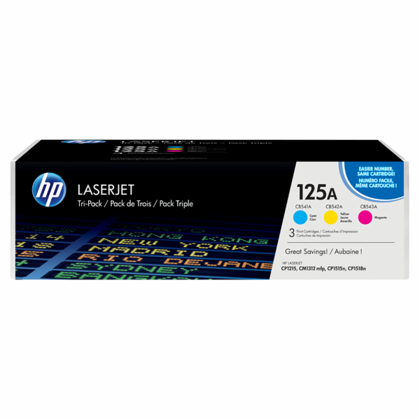 HP 125A CMY 3-pack LJ Toner Cart, CF373AM (1,400 / 1,400 ...