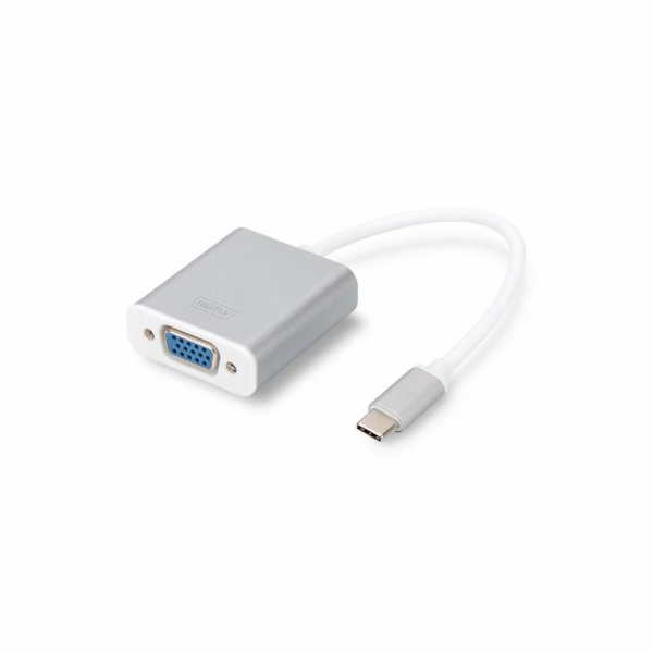 DIGITUS USB Typ C 1080p VGA Adaptér, hliníkové šasi, 20 c...
