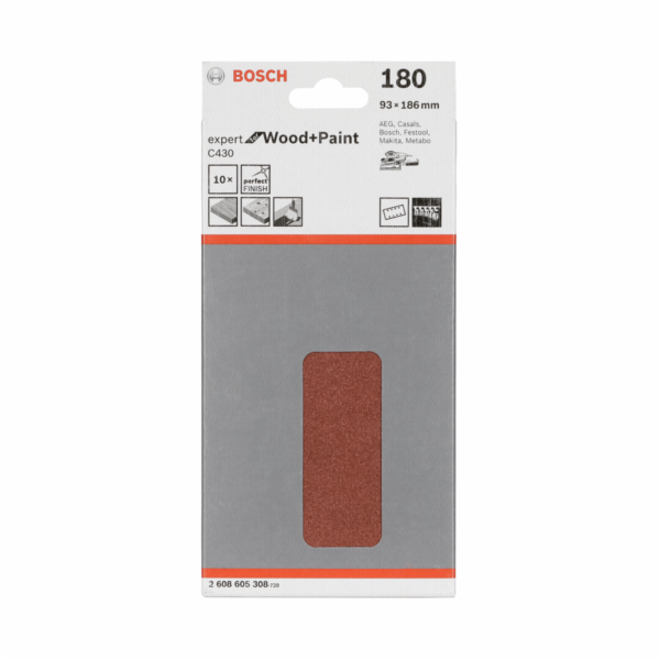 Bosch brusny list C 430 drevo + lak 93x186MM zrnitost 180...