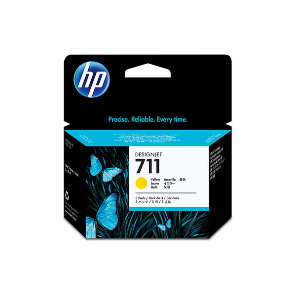 HP 711 Yellow DJ Ink Cart, 29 ml, 3-pack, CZ136A