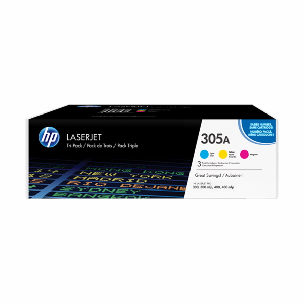 HP 305A CMY 3-pack LJ Toner Cart, CF370AM (2,600 / 2,600 ...