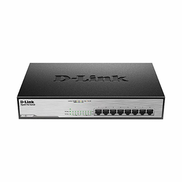 D-Link DGS-1008MP 8-port Gigabit PoE switch, 8x gigabit P...