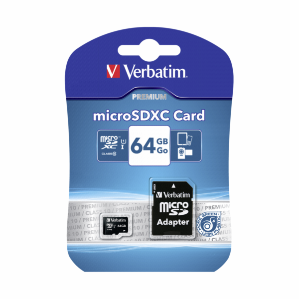 Verbatim microSDXC          64GB Class 10 UHS-I vc. adapteru
