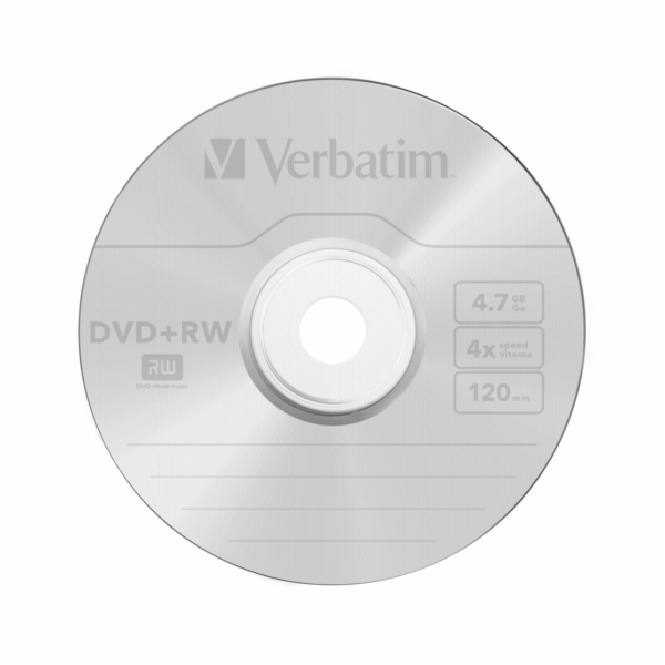 1x5 Verbatim DVD+RW 4,7GB 4x Speed, mat. strib. Jewel obal