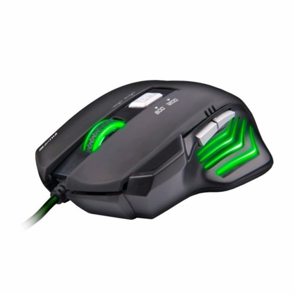 C-TECH myš AKANTHA, herní, zelené podsvícení, 2400 DPI, USB