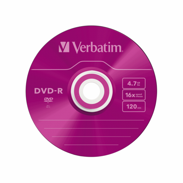 1x5 Verbatim DVD-R 4,7GB Colour 16x Speed, Slim Case