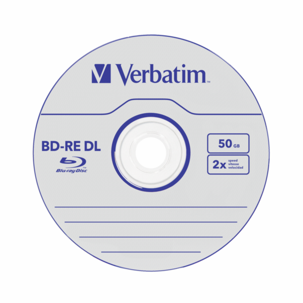 1x5 Verbatim BD-RE Blu-Ray 50GB 2x Speed, White Blue Surf...