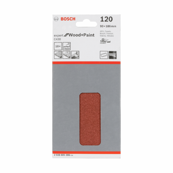Bosch brusny list C 430 drevo + lak 93x186MM zrnitost 120...