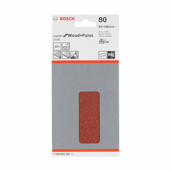 Bosch brusny list C 430 drevo + lak 93x186MM zrnitost 80 ...