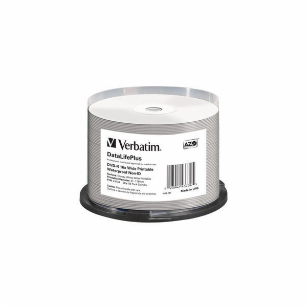 VERBATIM DVD-R 4,7GB/ 16x/ WIDE GLOSSY WATERPROOF/ printa...