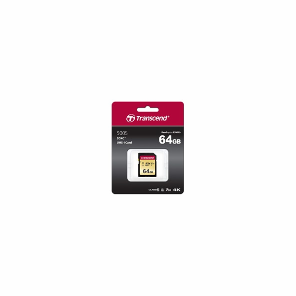 Transcend SDXC 500S         64GB Class 10 UHS-I U3 V30