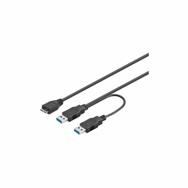 PREMIUMCORD Kabel USB 3.0 2xA - micro (M/F) 30cm DUÁLNÍ (...