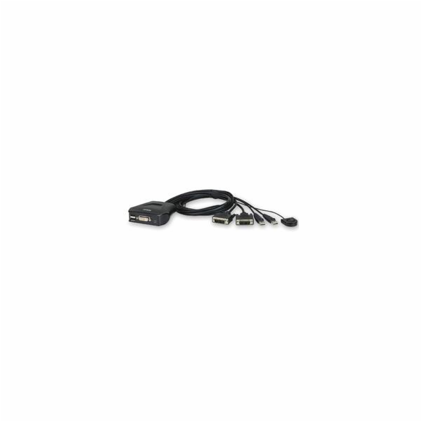ATEN 2-port DVI KVM USB mini, integrované kabely, tlačítk...
