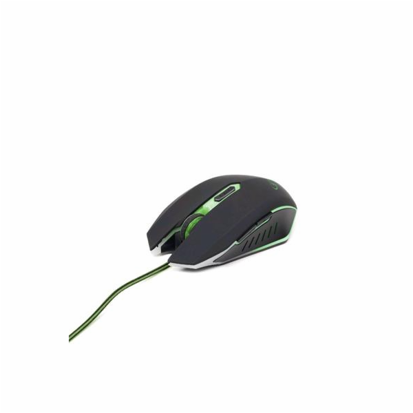 GEMBIRD myš MUSG-001-G optická, zeleno-černá, 2400 dpi, USB