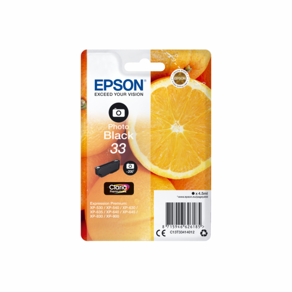 Epson Singlepack Photo Black 33 Claria Premium Ink