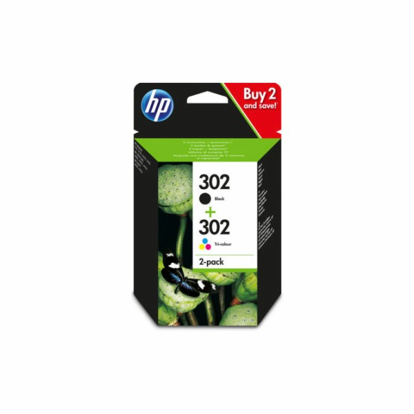 HP 302 Ink Cartridge Combo 2-Pack (X4D37AE) (190 / 165 pa...