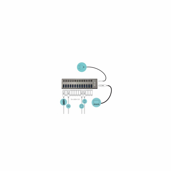 i-tec USB 3.0 nabíjecí HUB 13 Port + napájecí adaptér 60 W