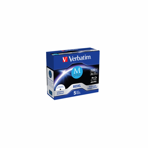 1x5 Verbatim M-Disc BD-R Blu-Ray 100GB 4x Speed inkjet pr...