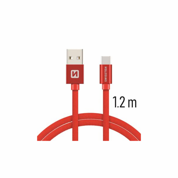 Swissten Datový Kabel Textile Usb / Usb-C 1,2 M Červený