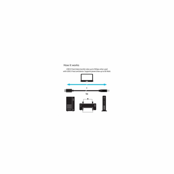 Club3D Kabel USB 3.1 typ C Gen2 na USB typ B (M/M), 1m
