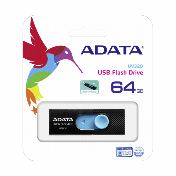ADATA Flash disk UV320 64GB / USB 3.1 / černo-modrá