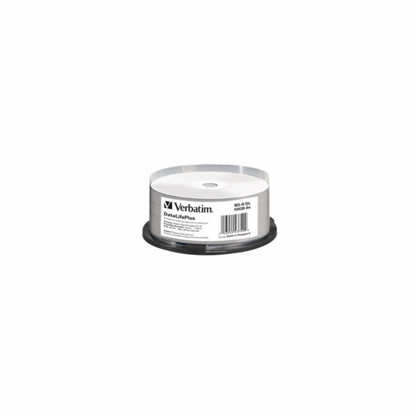 1x25 Verbatim BD-R Blu-Ray 50GB 6x Speed printable Cakebox