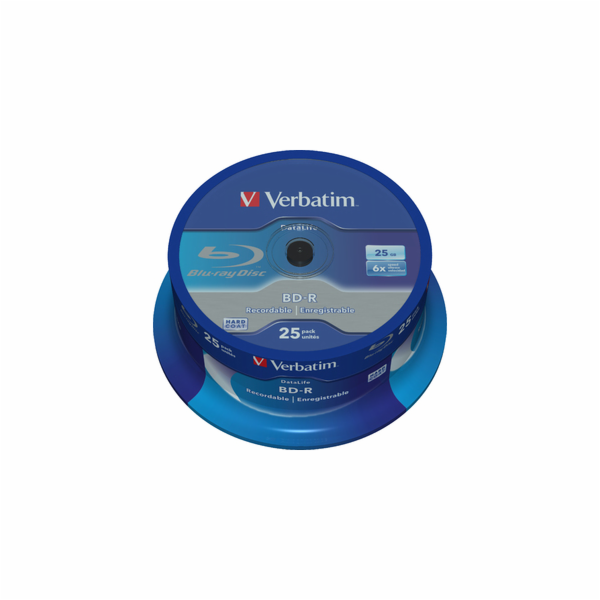 1x25 Verbatim BD-R Blu-Ray 25GB 6x Speed Datalife No-ID C...