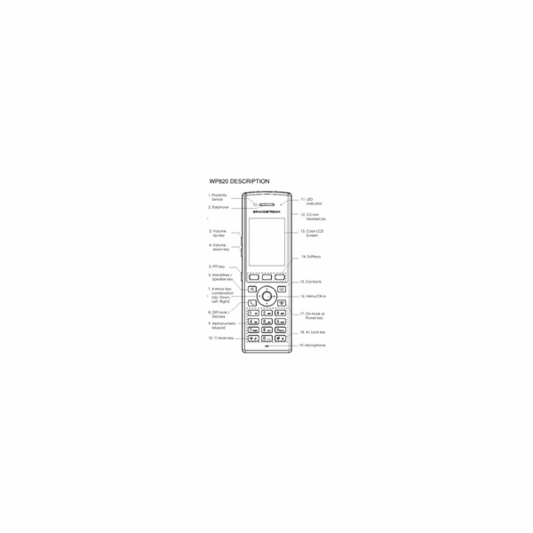 Telefon Grandstream WP820 WiFi IP, 2,4" bar. displ., 2SIP...