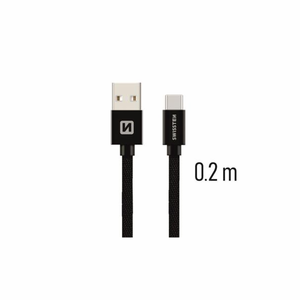 Swissten Datový Kabel Textile Usb / Usb-C 0,2 M Černý