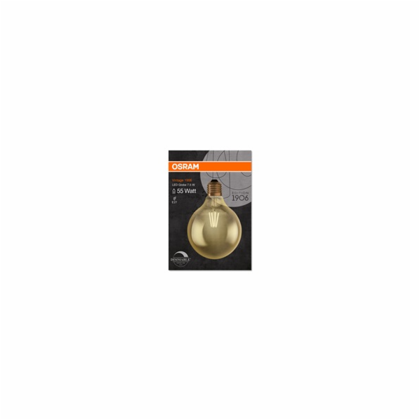 LED žárovka OSRAM, G125, E27, 7,5 W, 725 lm, 2500 K