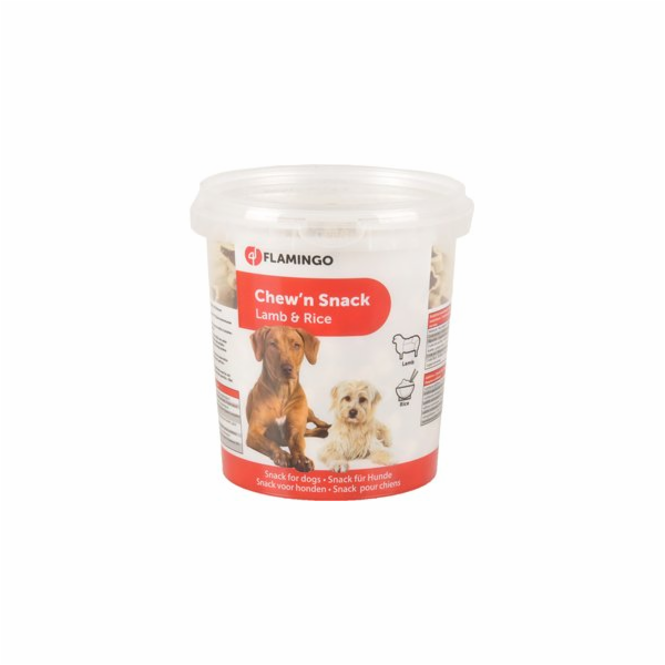 Flamingo Pamlsky jehněčí/rýže tvar kost pro psy 500g