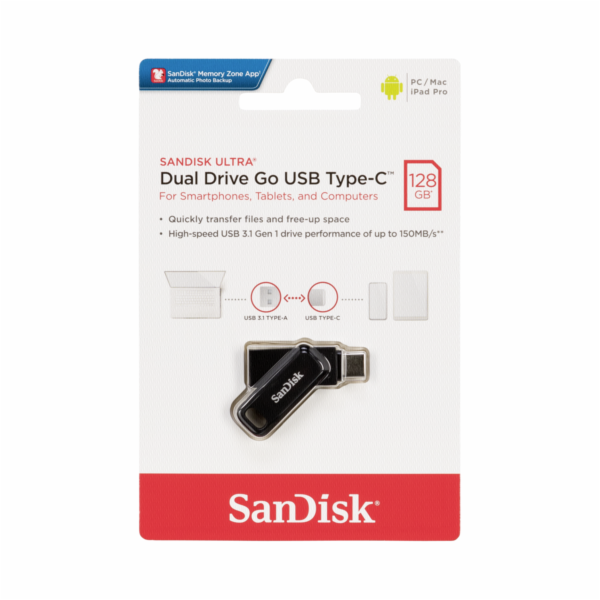 SanDisk Ultra Dual DriveGo 128GB USB typ C Flash SDDDC3-1...