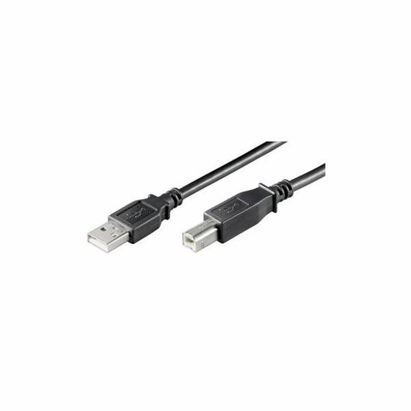 PremiumCord kabel USB 2.0, A-B, 0.5m, černá