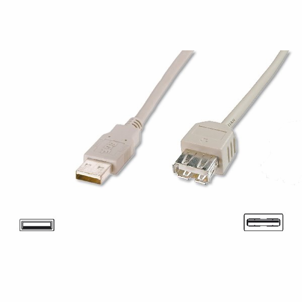 Digitus USB kabel prodlužovací A-A, 2xstíněný, měď, 1,8m,...