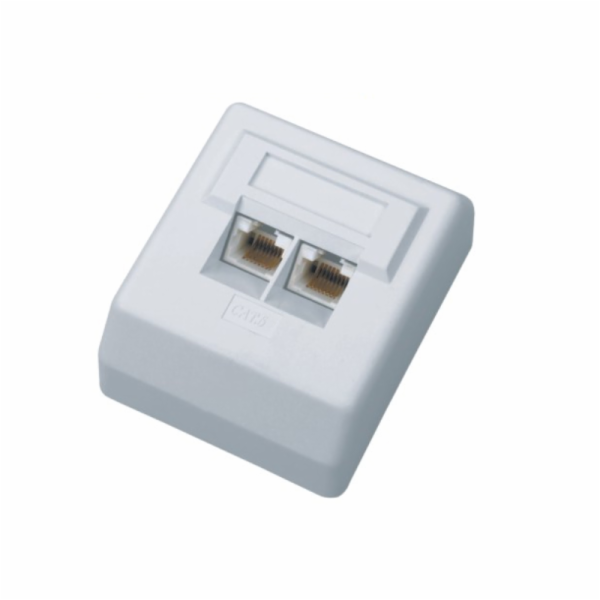 DATACOM Datová zásuvka UTP CAT6 2xRJ45 na omítku 45st. bílá