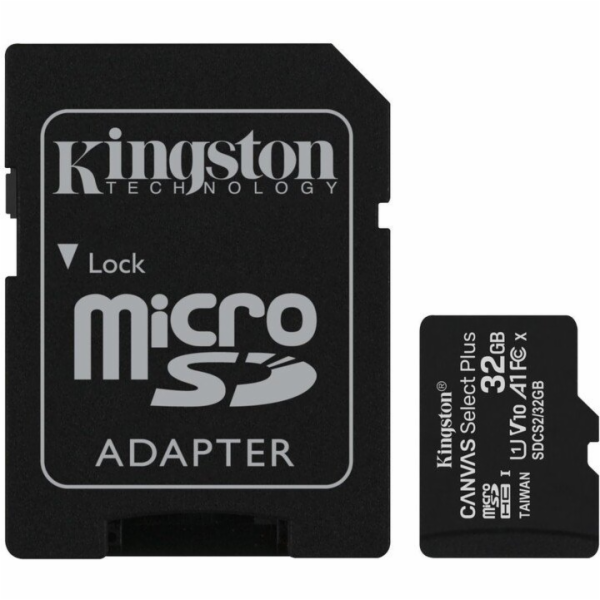 Kingston 32GB micSDHC Canvas Select Plus 100R A1 C10 Card...