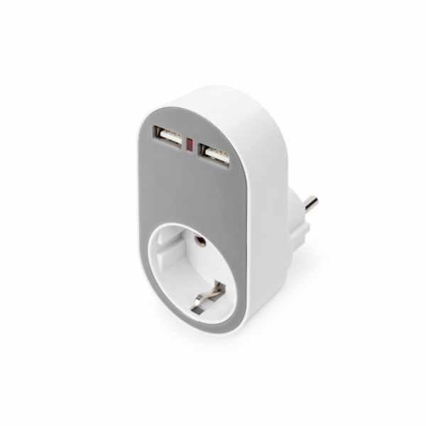 DIGITUS univerzální zásuvkový adaptér 2 x USB-A