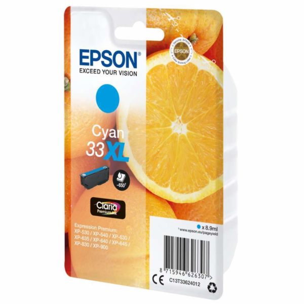 EPSON ink bar Singlepack ""Pomeranč"" Cyan 33XL Claria Pr...