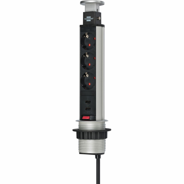 Prodlužovací stojan BRENNENSTUHL, 3 místa, 2 USB, 2 m