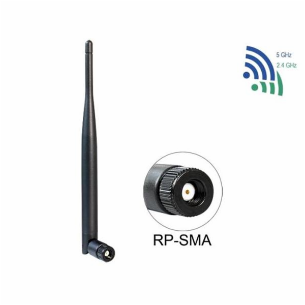 DeLOCK WLAN 802.11 a/b/g/n anténa RP-SMA 5 dBi