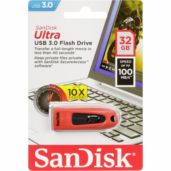 SanDisk Flash Disk 32GB Ultra, USB 3.0, červená 45019826